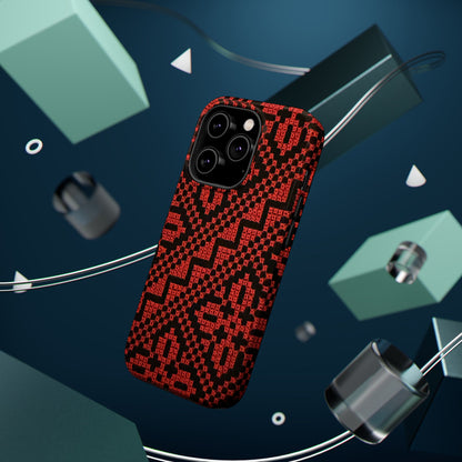 Red and Black Tatreez Design - Iphone Magnetic Tough Case