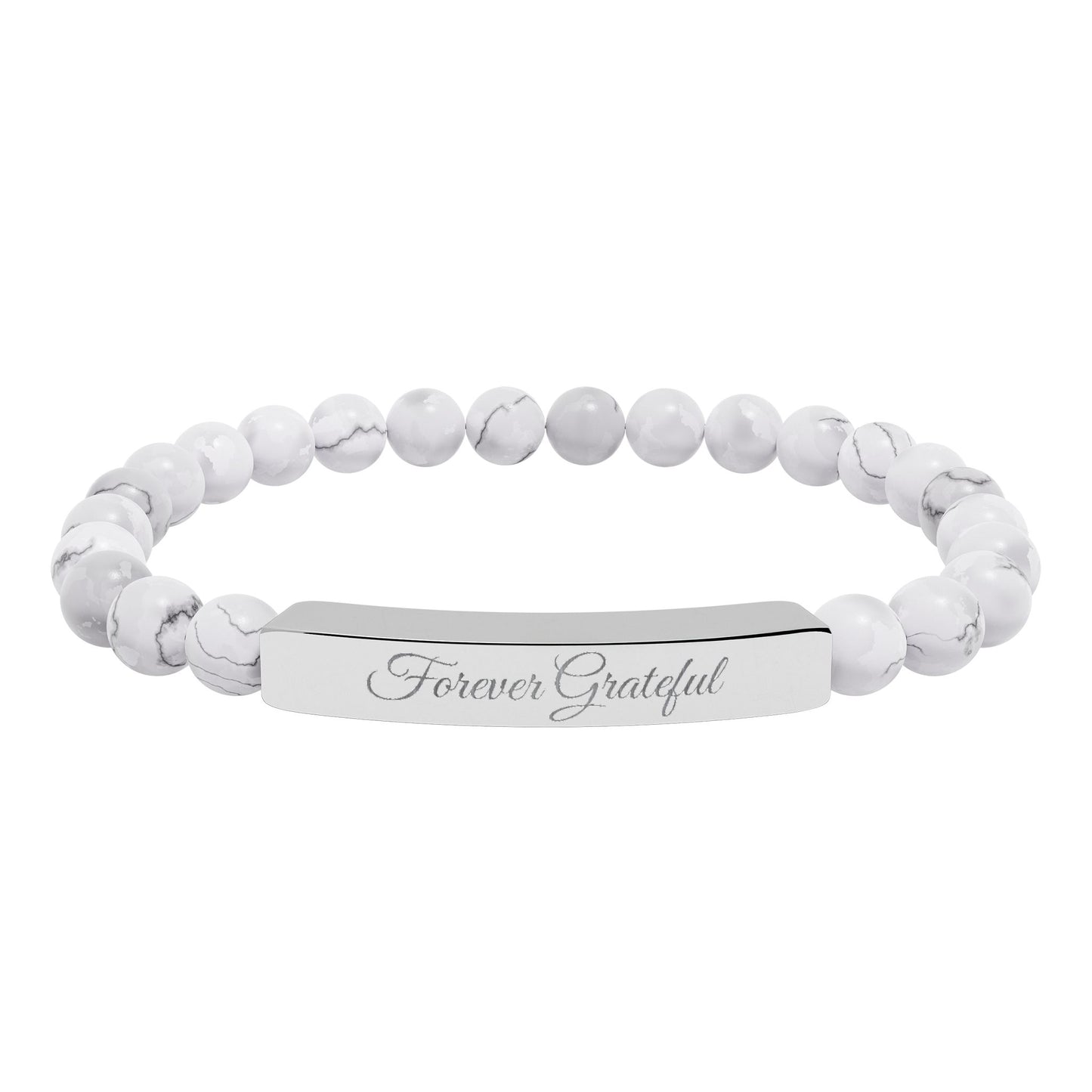 “Forever Grateful” Engraved -Natural Stone Bracelet