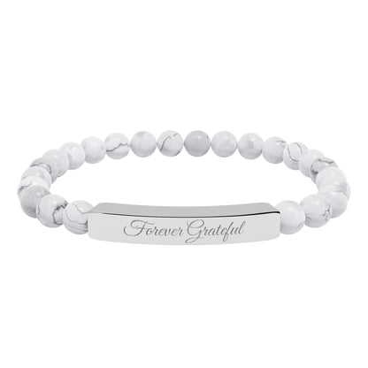 “Forever Grateful” Engraved -Natural Stone Bracelet