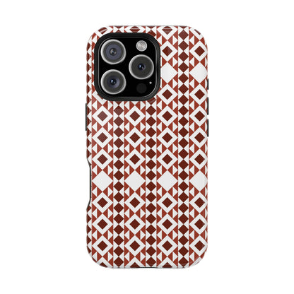 Red and White geometric Design Iphone Magnetic Tough Case