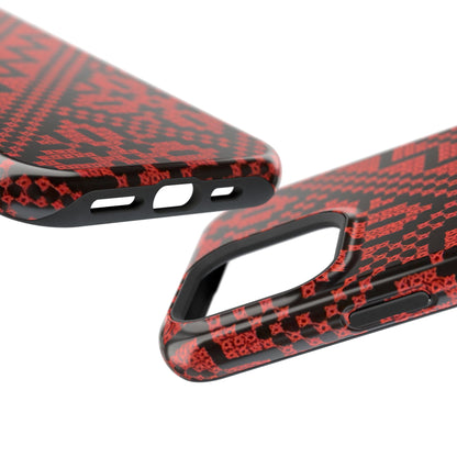 Red and Black Tatreez Design - Iphone Magnetic Tough Case