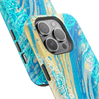 Arabic splash of Blue- Iphone Magnetic Tough Case