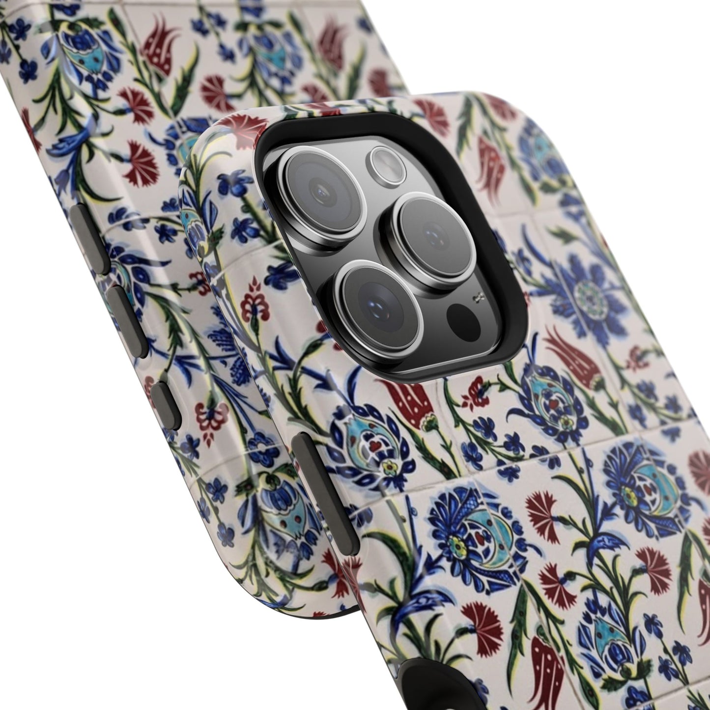 Blue ceramic Floral Design - Iphone Magnetic Tough Case