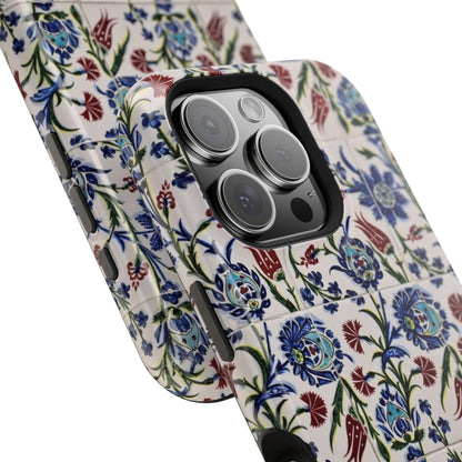Blue ceramic Floral Design - Iphone Magnetic Tough Case