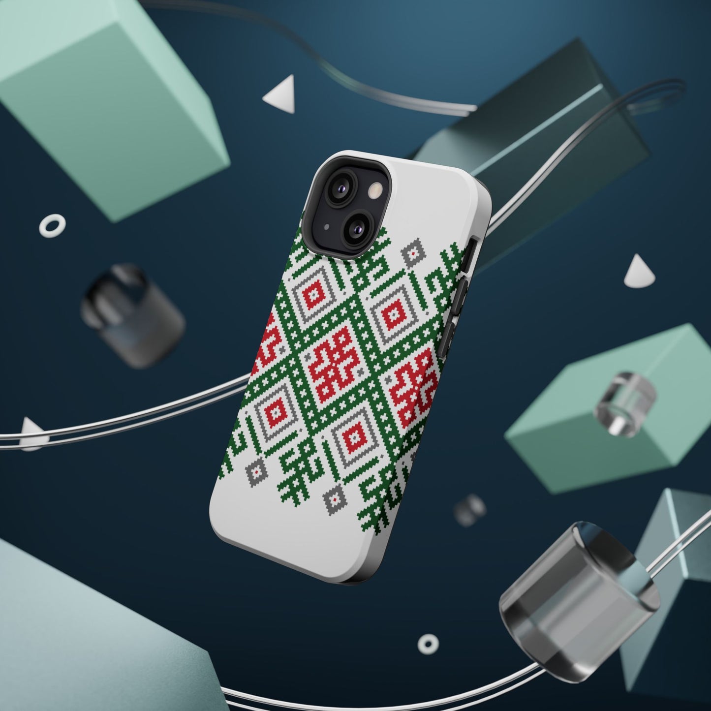 Red white Green and Black  Geometric Design Iphone Magnetic Tough Case