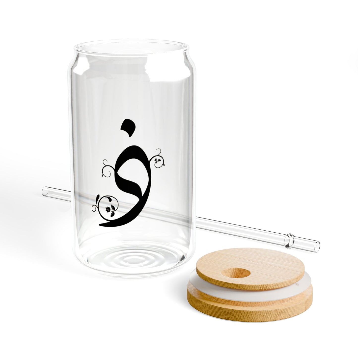Arabic Letter “tha”  "ذ" Monogram Sipper Glass, 16oz | Eco-Friendly Beverage Container | Perfect for Home, picnics, Gifts, and Parties