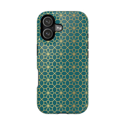 Gold and Green Flower Design - Iphone Magnetic Tough Case