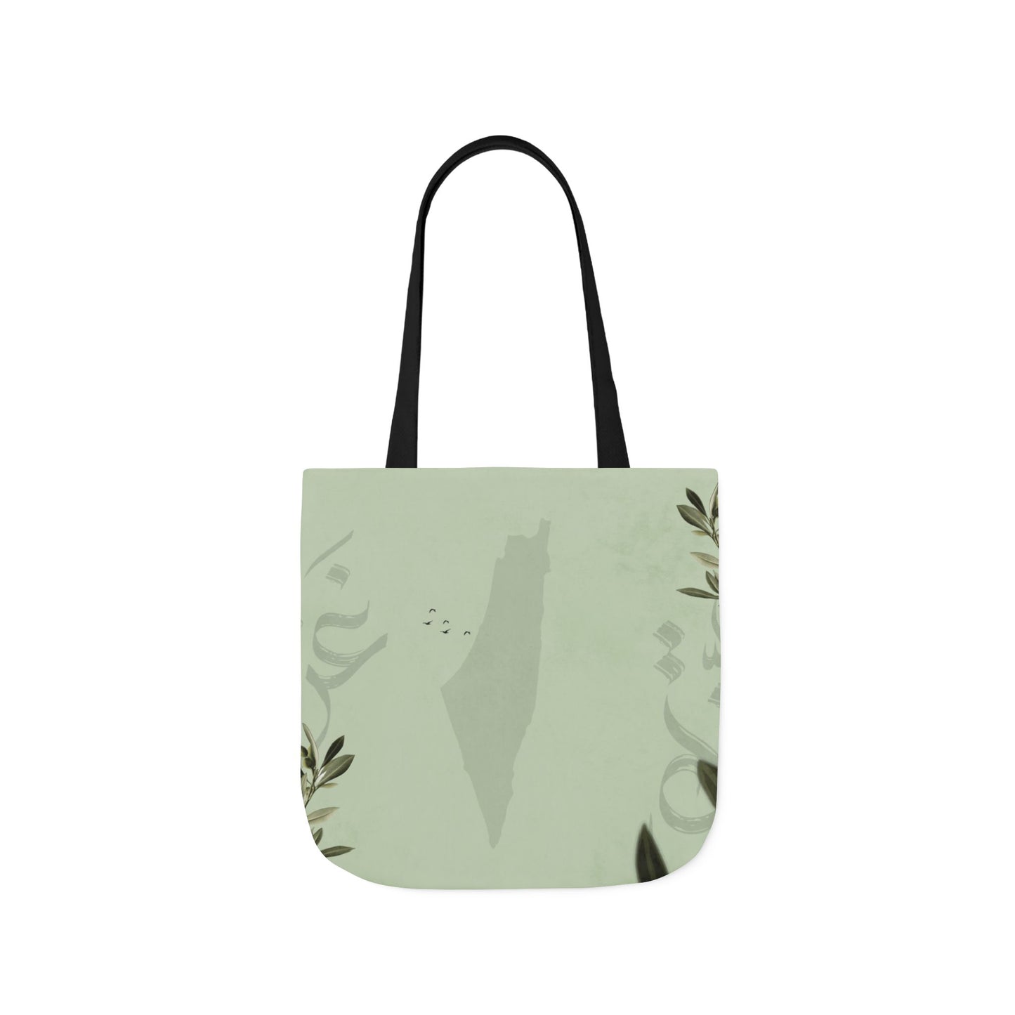 Olive Green Ghaza Letters  Tote Bag, 2-Color Straps