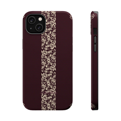 Red Dark and Beige geometric Design Iphone Magnetic Tough Case