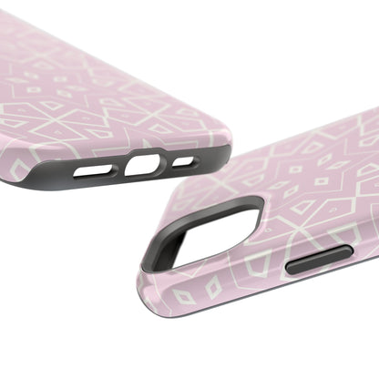 Pink and White Geometric Design Iphone Magnetic Tough Case