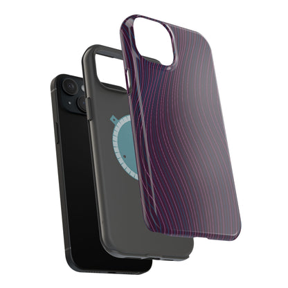 Purple Line Pattern  Design - Iphone Magnetic Tough Case