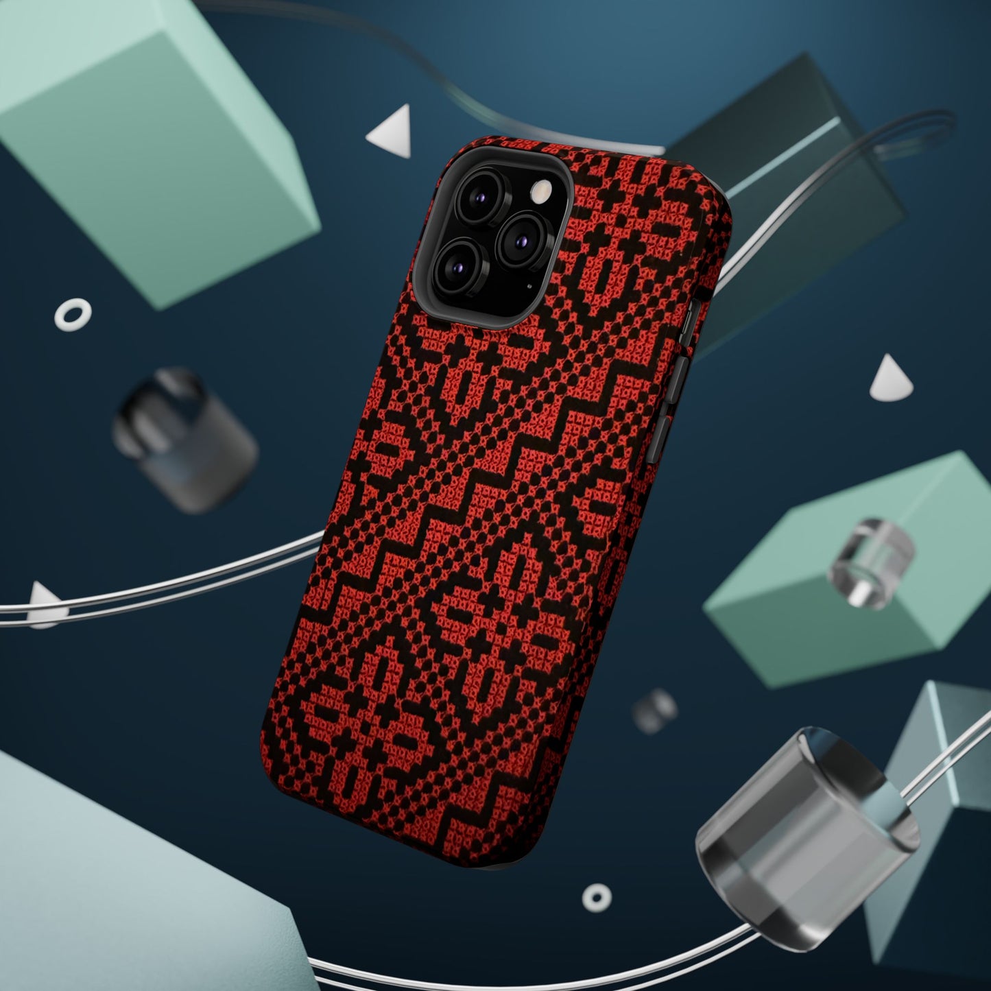 Red and Black Tatreez Design - Iphone Magnetic Tough Case