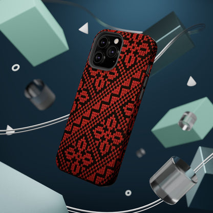 Red and Black Tatreez Design - Iphone Magnetic Tough Case