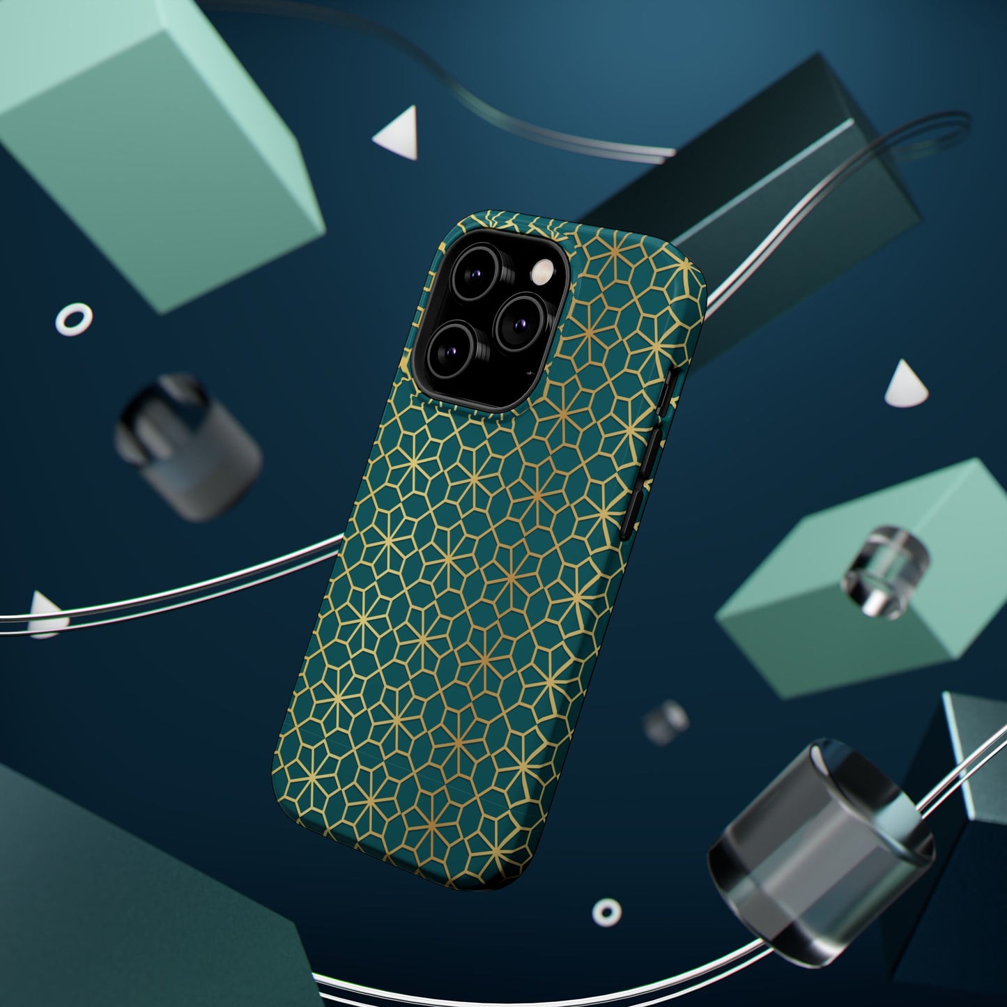 Gold and Green Flower Design - Iphone Magnetic Tough Case
