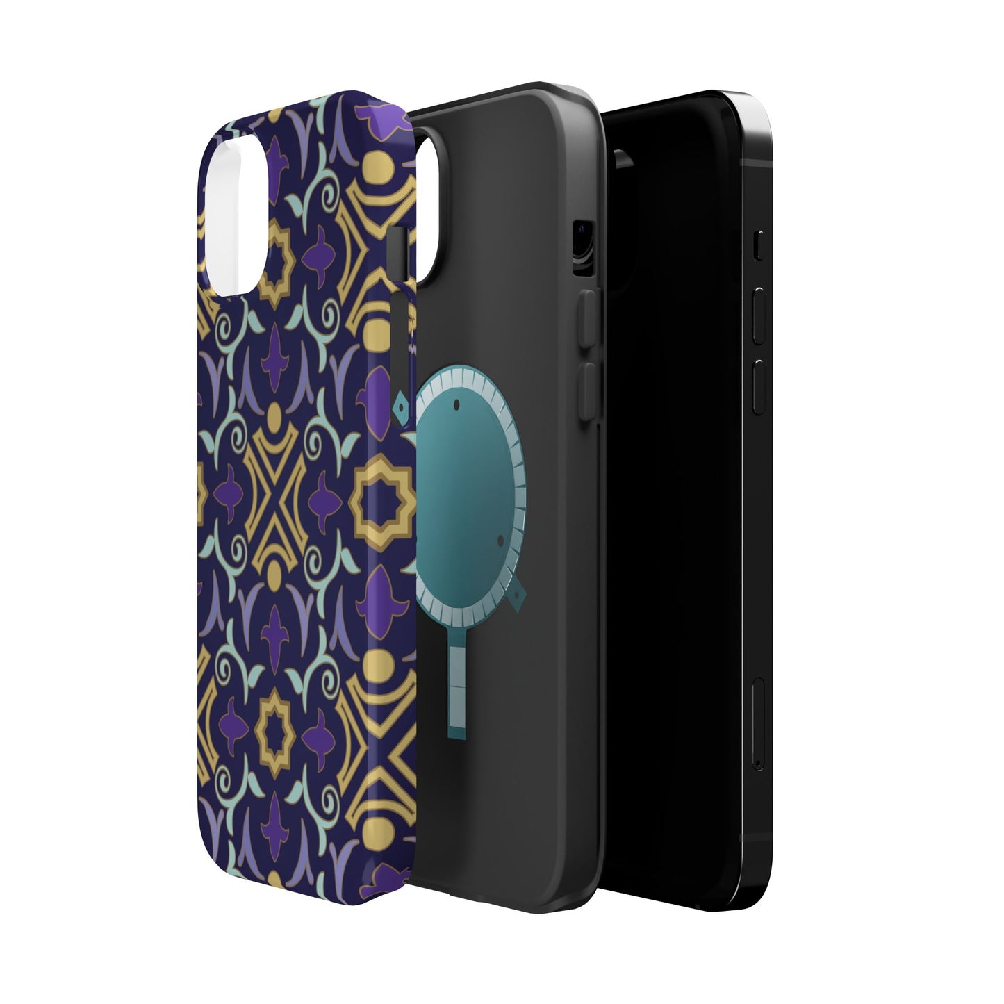 Geometric Purple and Gold Design Iphone Magnetic Tough Case