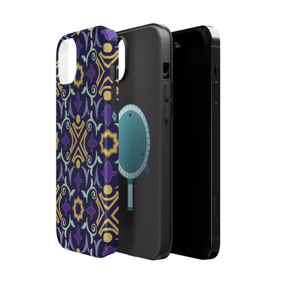 Geometric Purple and Gold Design Iphone Magnetic Tough Case