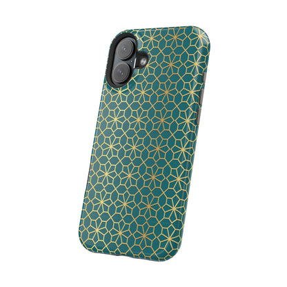 Gold and Green Flower Design - Iphone Magnetic Tough Case