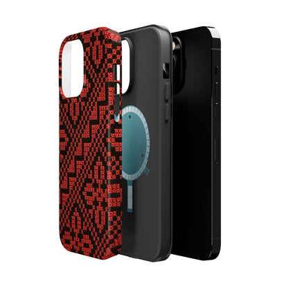 Red and Black Tatreez Design - Iphone Magnetic Tough Case