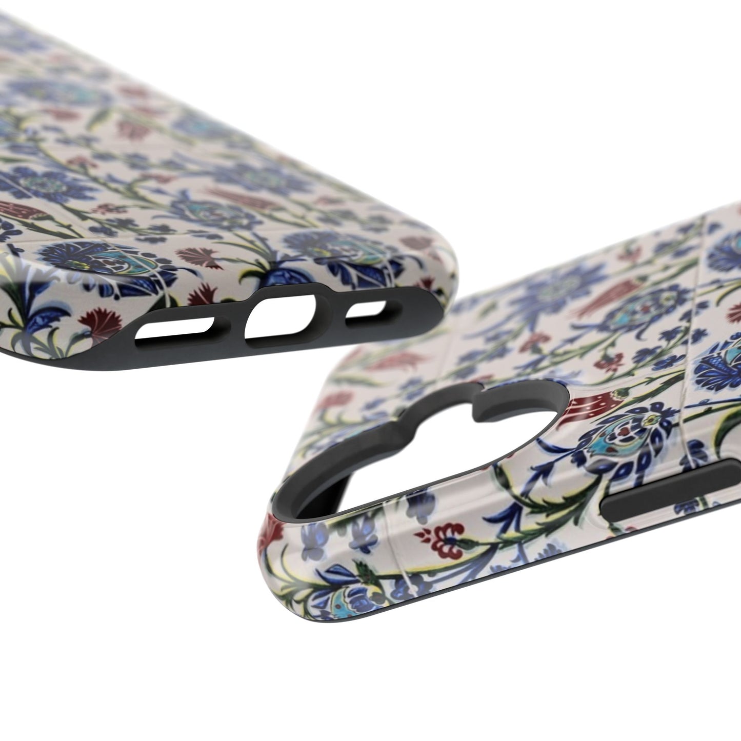 Blue ceramic Floral Design - Iphone Magnetic Tough Case
