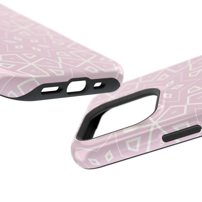 Pink and White Geometric Design Iphone Magnetic Tough Case