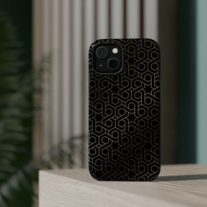 Black and Gold ⭐️ Geometric Design Iphone Magnetic Tough Case