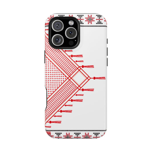 Red and White Hattah Design Iphone Magnetic Tough Case