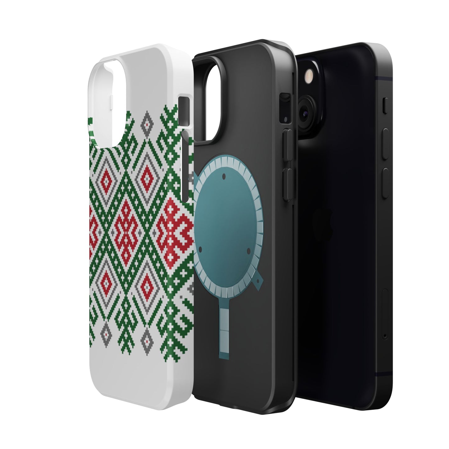 Red white Green and Black  Geometric Design Iphone Magnetic Tough Case