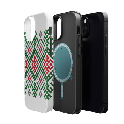 Red white Green and Black  Geometric Design Iphone Magnetic Tough Case