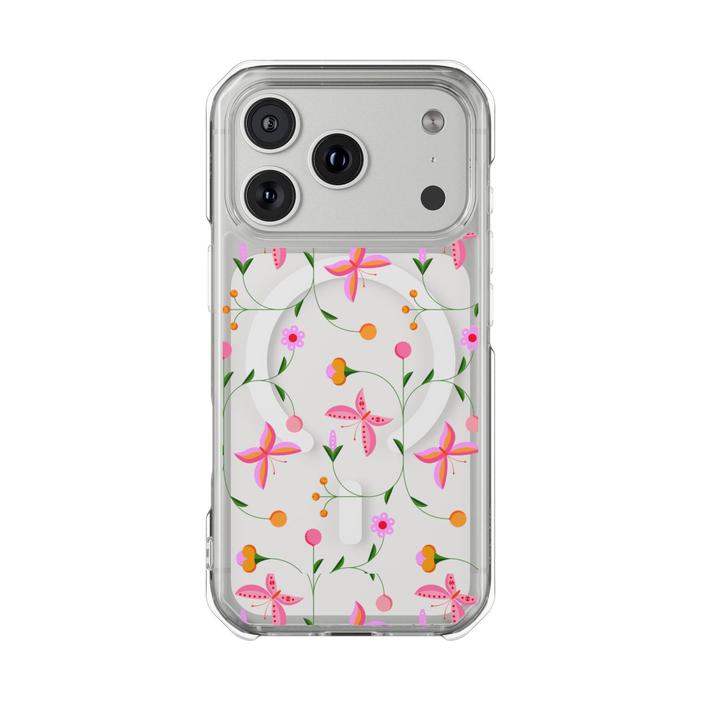 Pink Floral Garden  MagSafe Clear Phone Case