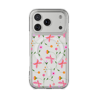 Pink Floral Garden  MagSafe Clear Phone Case