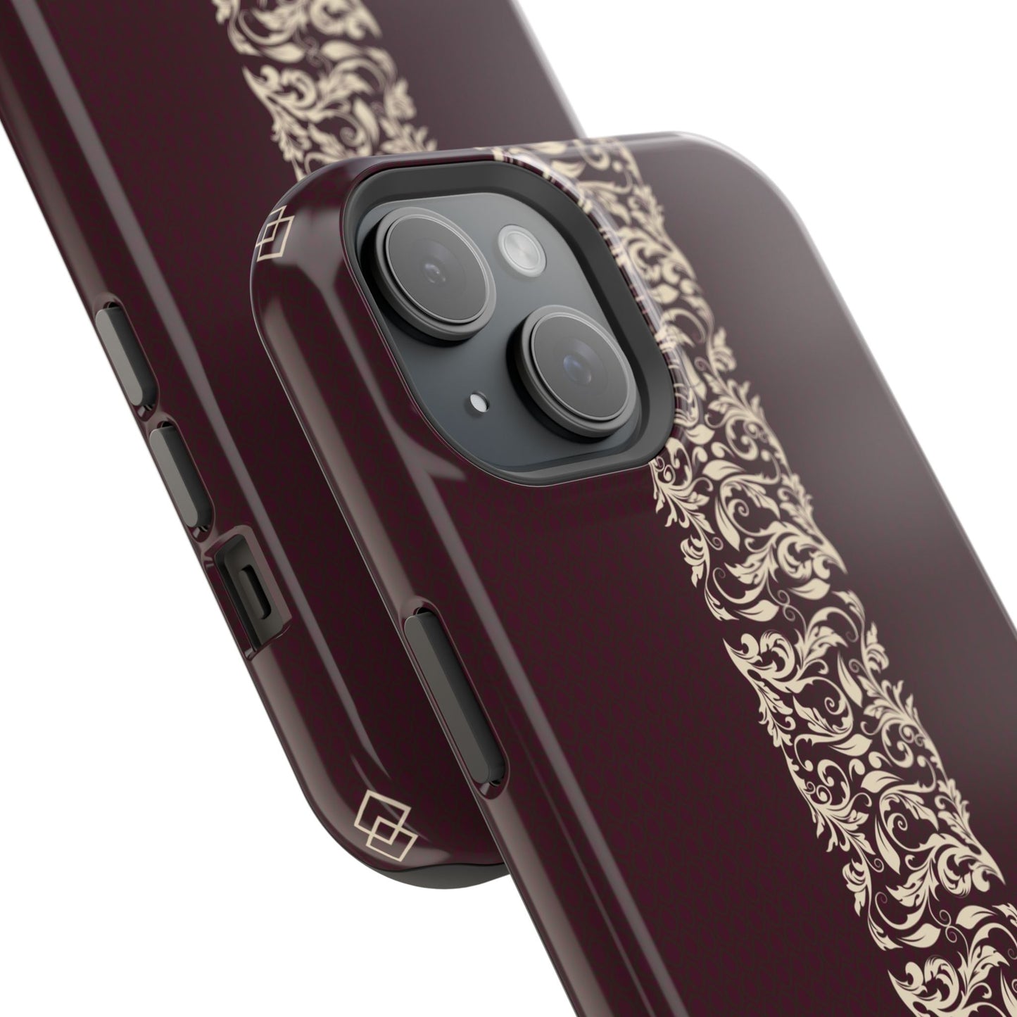 Red Dark and Beige geometric Design Iphone Magnetic Tough Case