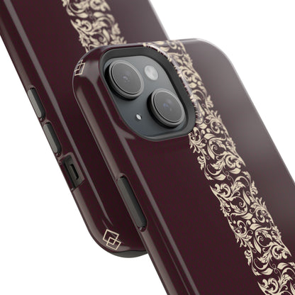 Red Dark and Beige geometric Design Iphone Magnetic Tough Case