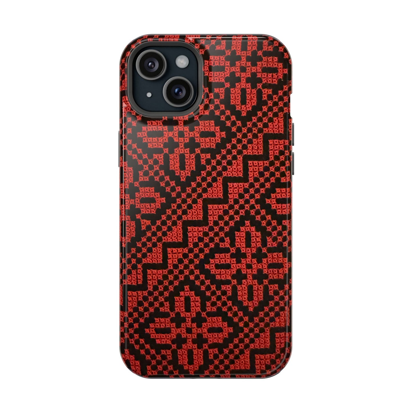 Red and Black Tatreez Design - Iphone Magnetic Tough Case