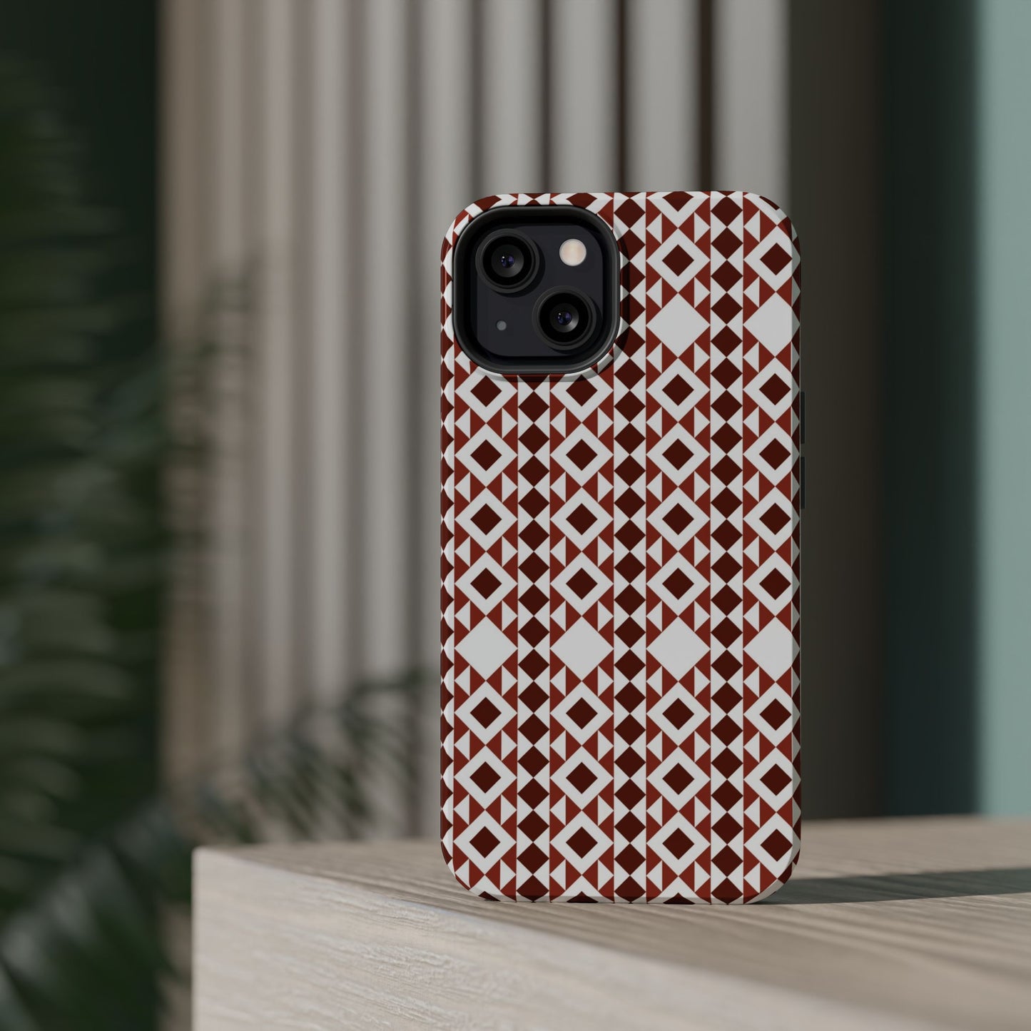 Red and White geometric Design Iphone Magnetic Tough Case
