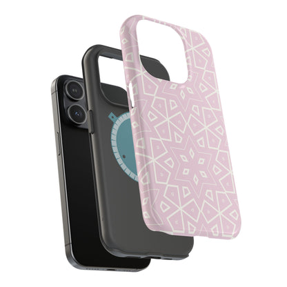 Pink and White Geometric Design Iphone Magnetic Tough Case