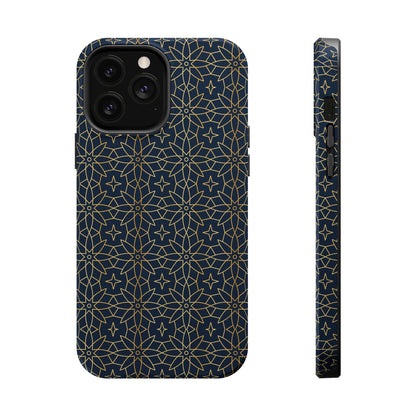 Navy and Gold Geometric Design Iphone Magnetic Tough Case