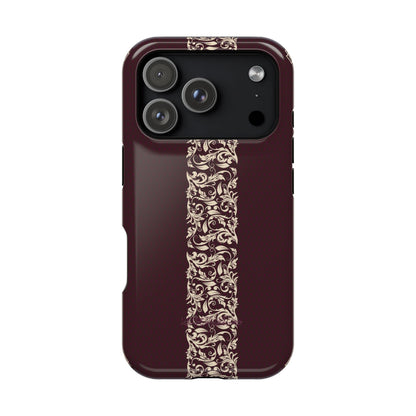 Red Dark and Beige geometric Design Iphone Magnetic Tough Case