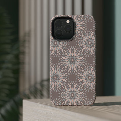 Beige Floral Design - Iphone Magnetic Tough Case
