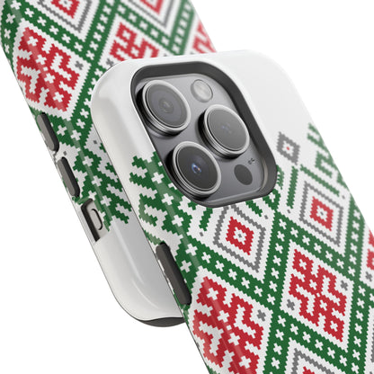 Red white Green and Black  Geometric Design Iphone Magnetic Tough Case
