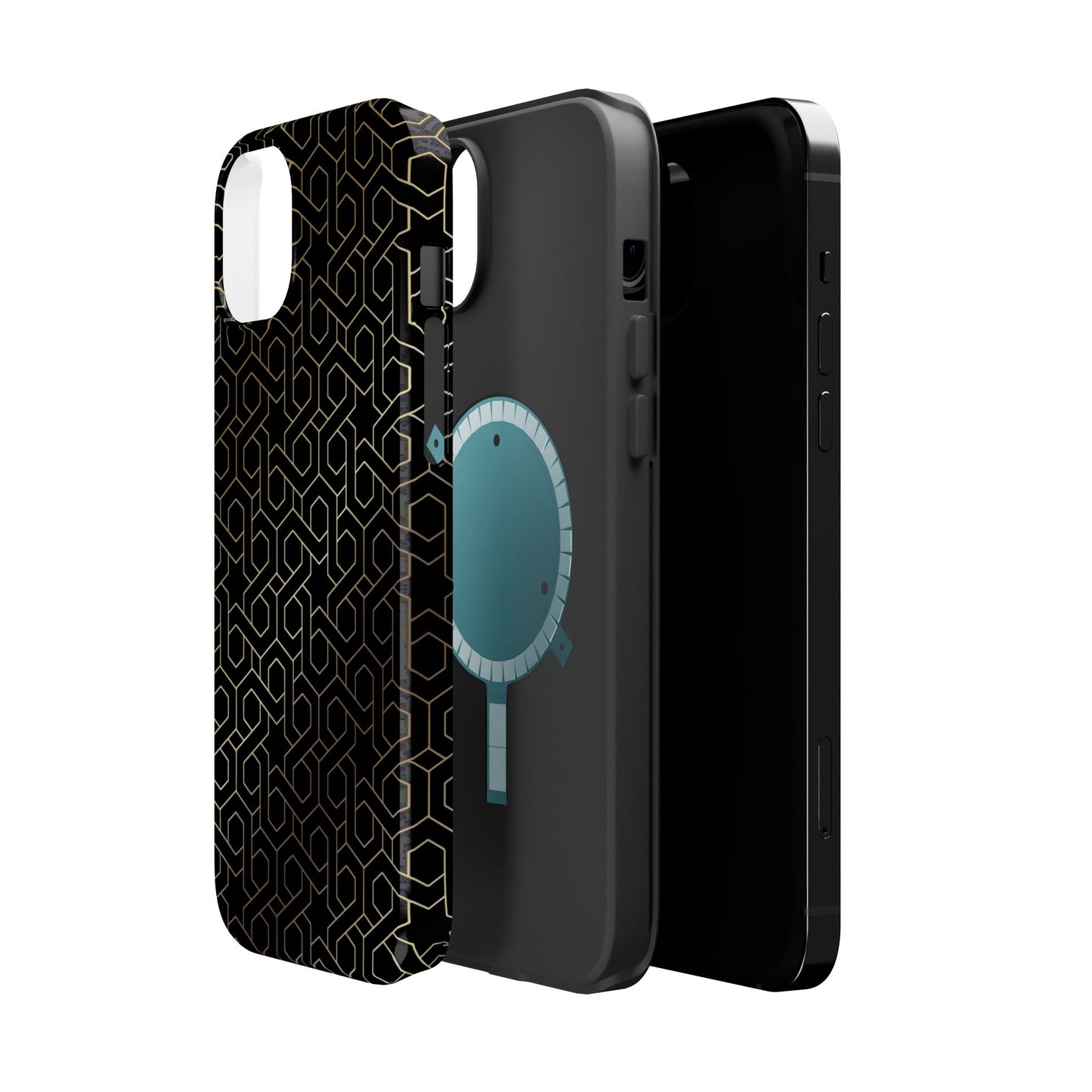 Black and Gold ⭐️ Geometric Design Iphone Magnetic Tough Case