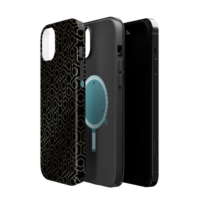 Black and Gold ⭐️ Geometric Design Iphone Magnetic Tough Case