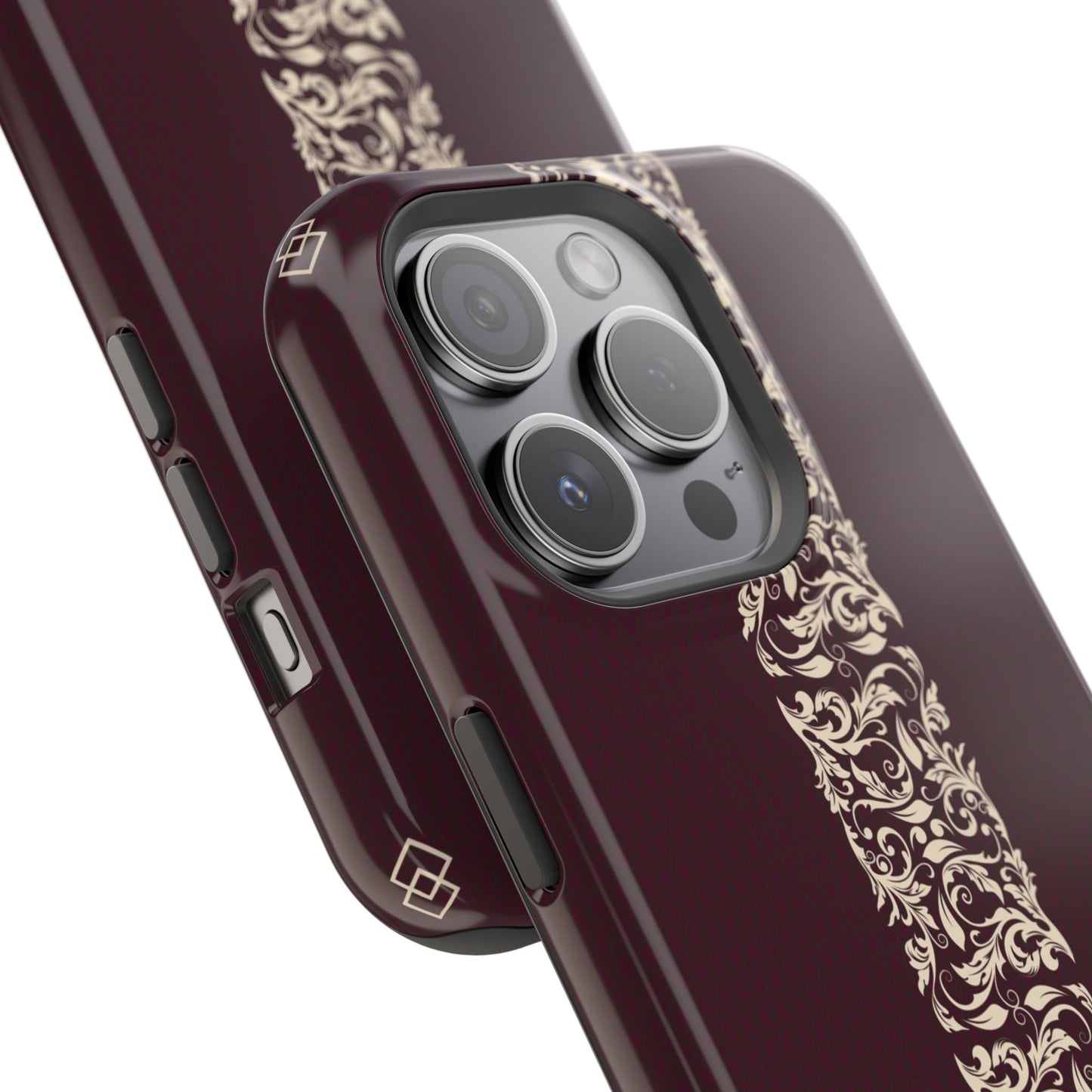 Red Dark and Beige geometric Design Iphone Magnetic Tough Case