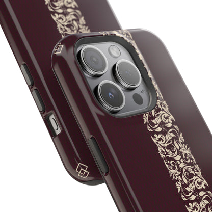 Red Dark and Beige geometric Design Iphone Magnetic Tough Case