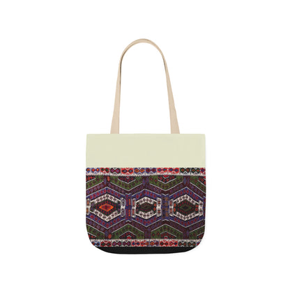 Purple and Res geometric Designs  Tote Bag, 2-Color Straps
