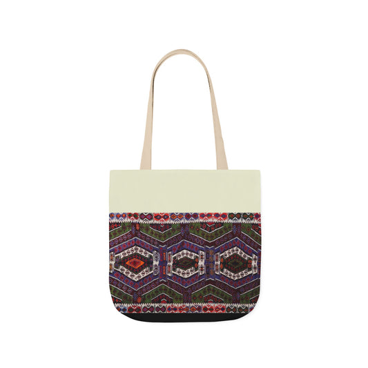 Purple and Res geometric Designs  Tote Bag, 2-Color Straps