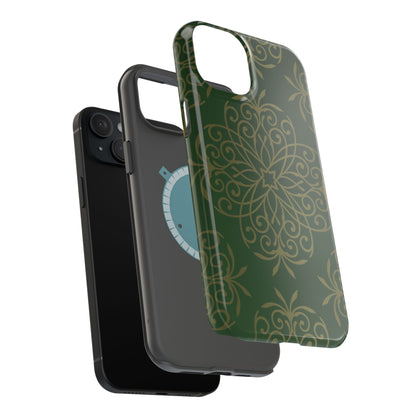 Gold and Green Flowery Design - Iphone Magnetic Tough Case