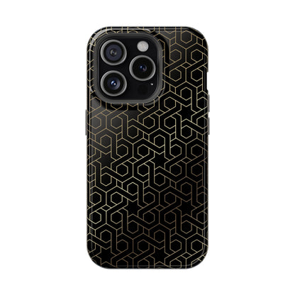 Black and Gold ⭐️ Geometric Design Iphone Magnetic Tough Case