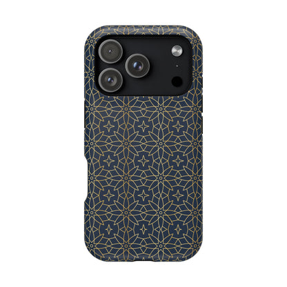 Navy and Gold Geometric Design Iphone Magnetic Tough Case