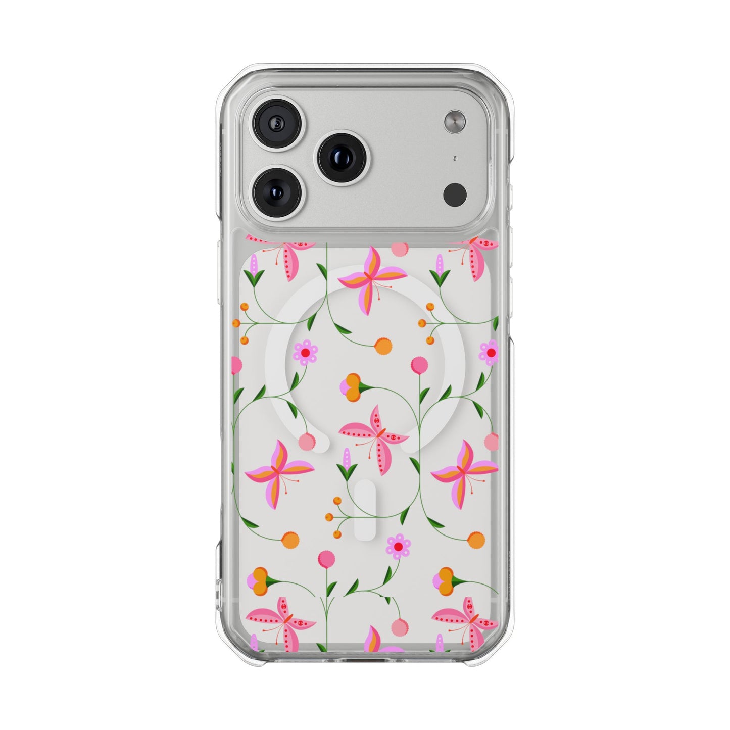Pink Floral Garden  MagSafe Clear Phone Case