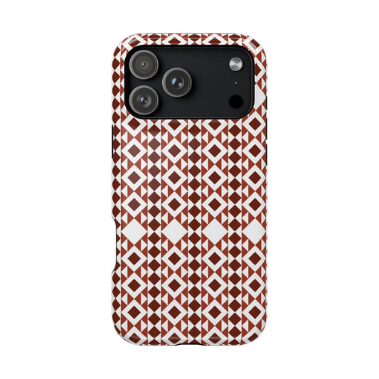Red and White geometric Design Iphone Magnetic Tough Case